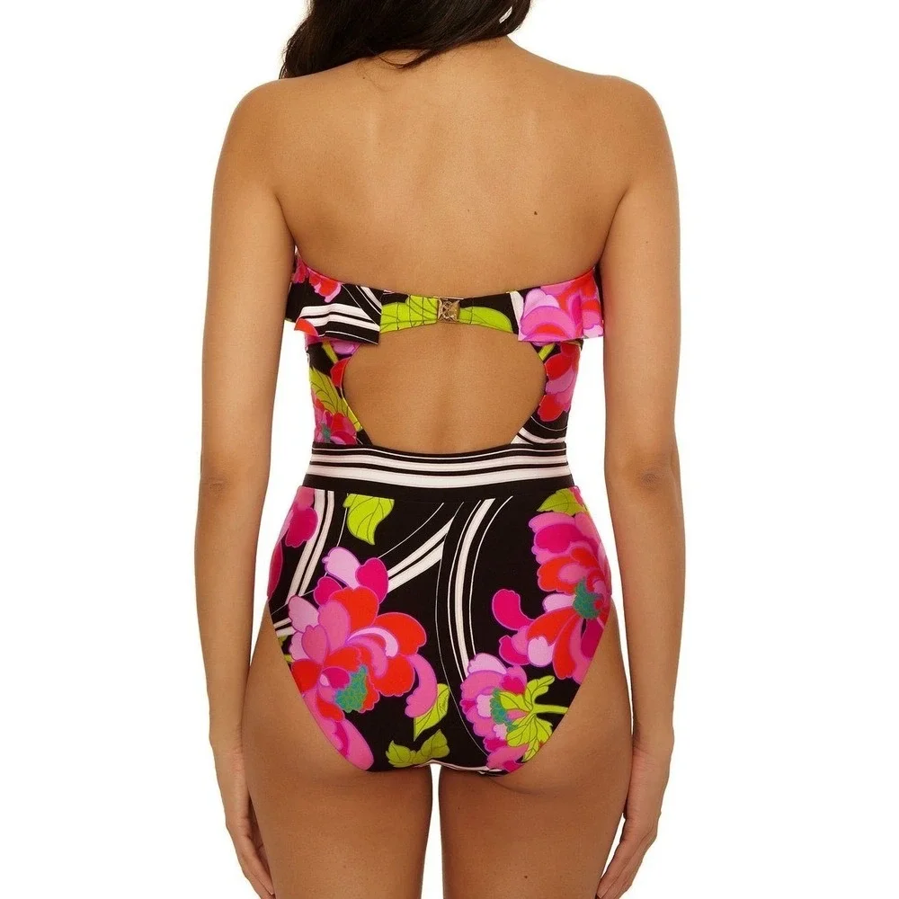 Trina Turk Bandeau One-Piece Swimsuit - Bougainvillea Women's Size 8